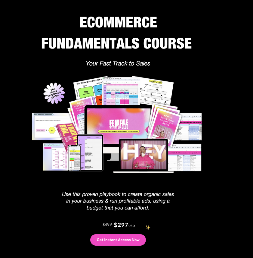 Screenshot of Ecommerce Fundamentals course overview Page, with an image of the instructor, Doone Roisin.
