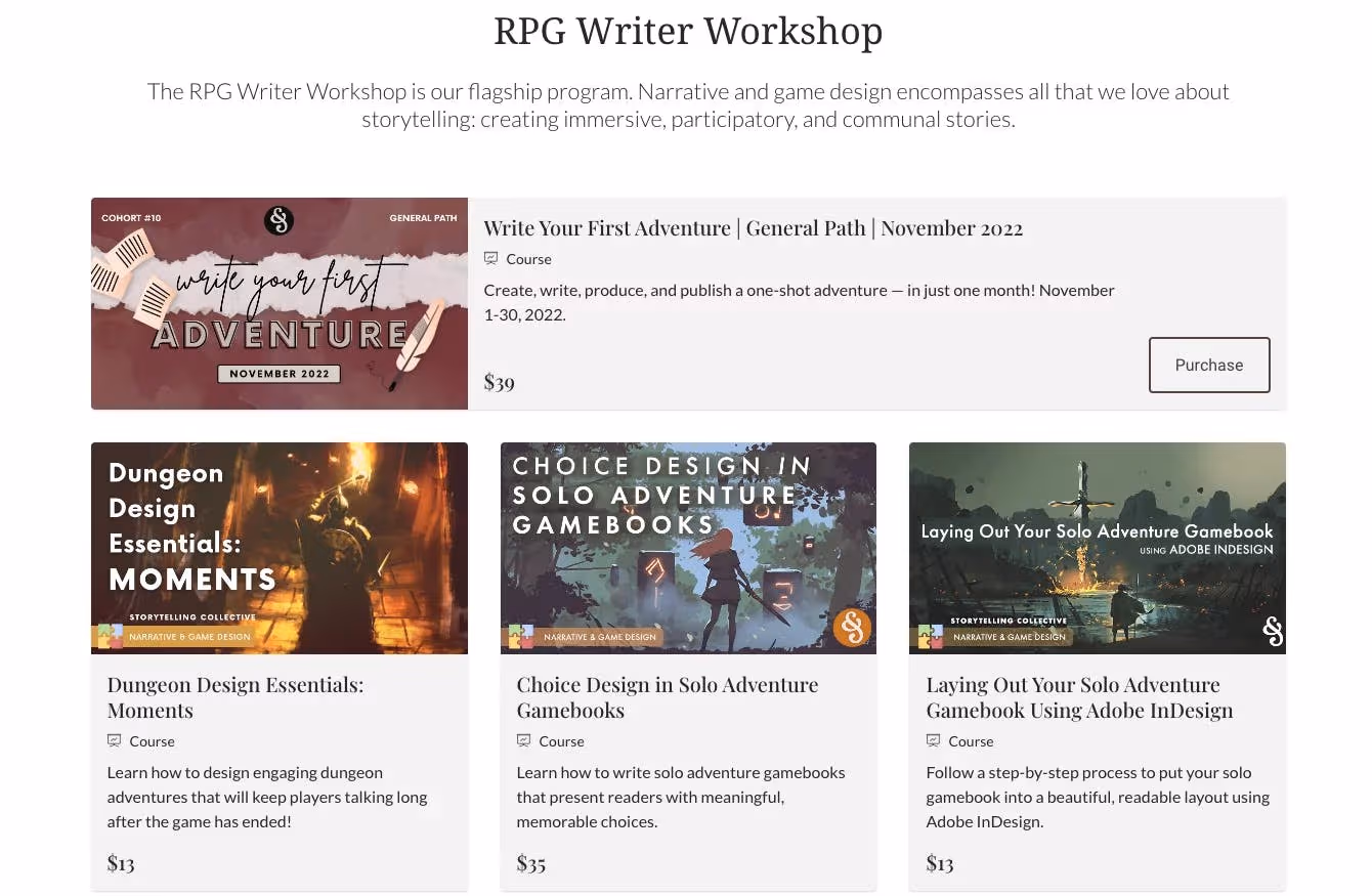 Screenshot from Ashley Warren's RPG Writer Workshop.
