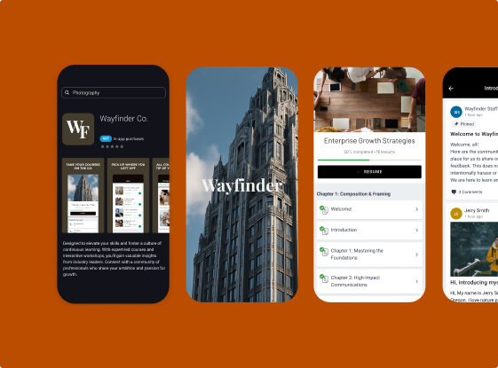 screenshots of branded mobile experience