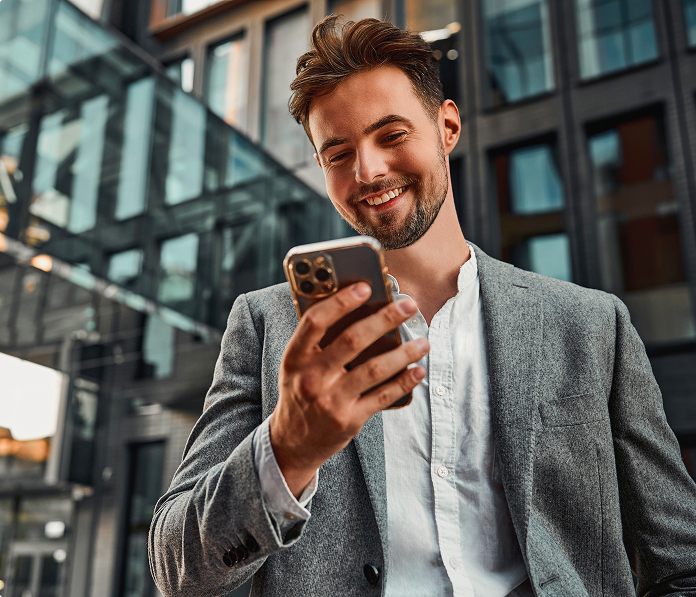 Man looking down at phone
