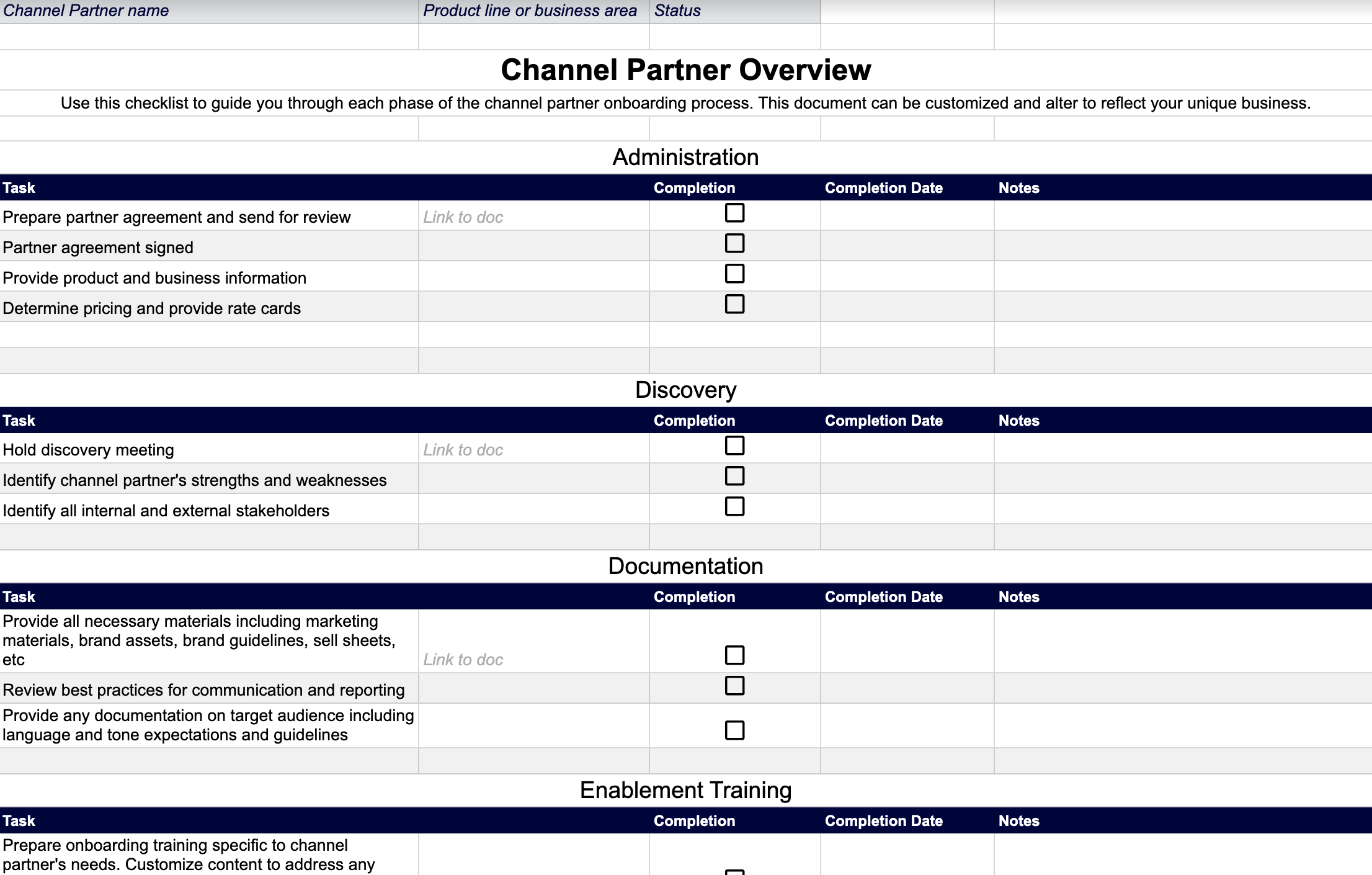 Partner Onboarding Template
