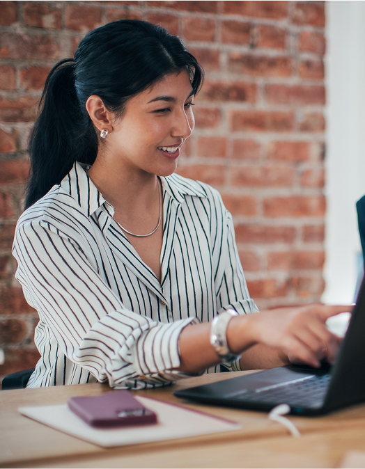 Woman who is working on her laptop