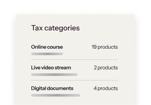 Tax categories tab mockup